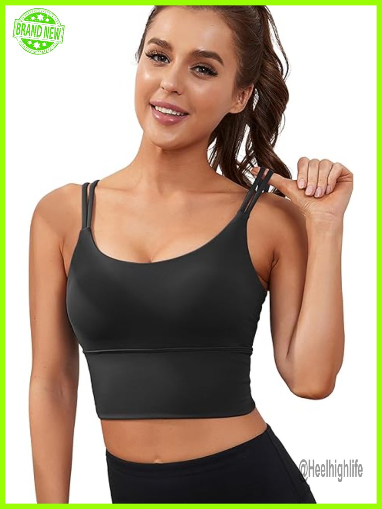 High Support Longline Sports Bra Strappy Yoga Crop Top With Padded Removable